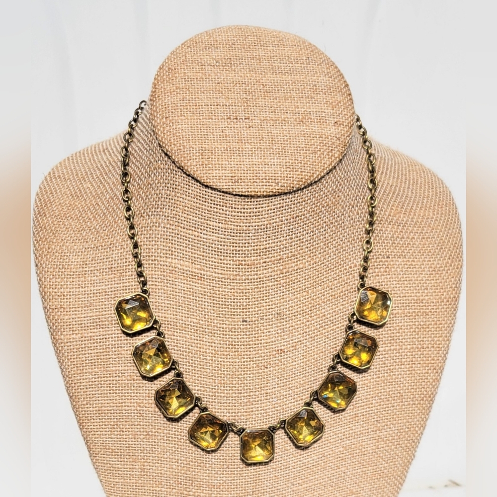 Chloe + Isabel "Rare" Retro Glam Caramel Glass Square-Cut Crystal Necklace